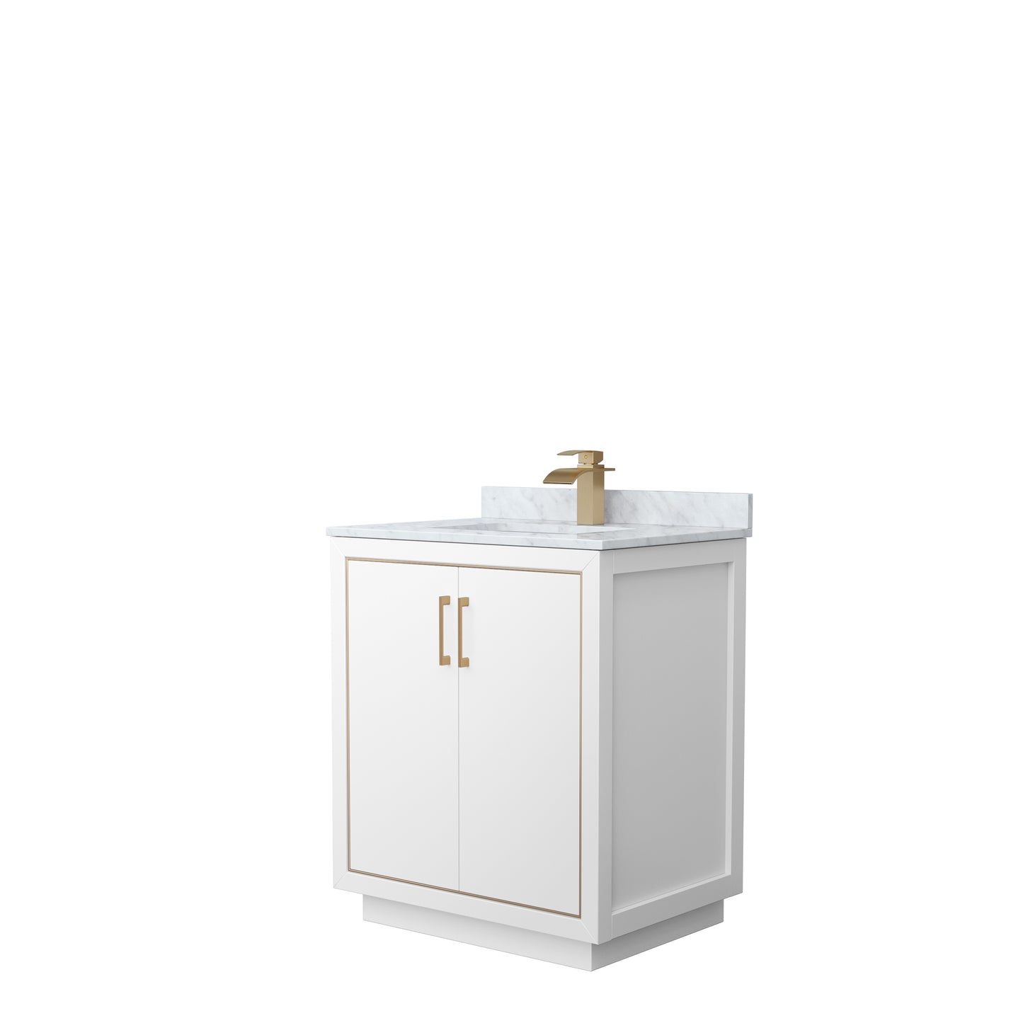 Icon 30" Single Vanity in White, Top, Square Sink, Satin Bronze Trim