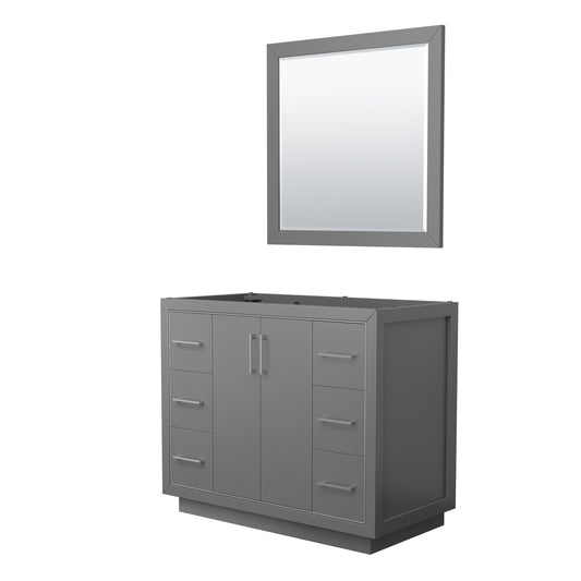 Icon 42" Single Vanity in Dark Gray, No Top, Bruished Nickel Trim, 34" Mirror