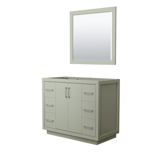 Icon 42" Single Vanity in Light Green, No Top, Bruished Nickel Trim, 34" Mirror