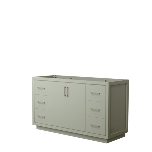 Icon 60" Single Vanity in Light Green, No Top, No Sink, Brushed Nickel Trim