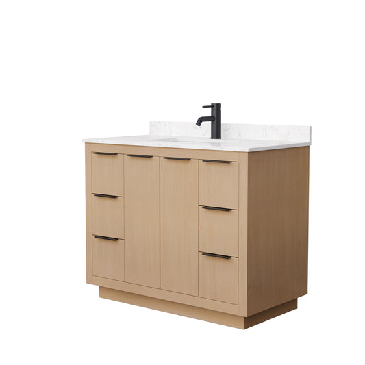Maroni 42" Single Vanity in Light Straw, Carrara Cultured Marble Top, Black Trim