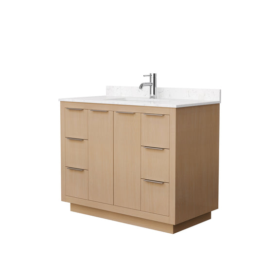 Maroni 42" Single Vanity in Light Straw, Carrara Marble Top, Square Sink