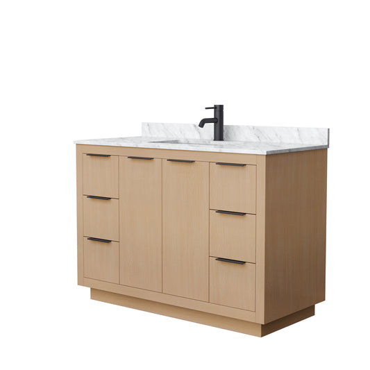Maroni 48" Single Vanity in Light Straw, Top, Square Sink, Matte Black Trim