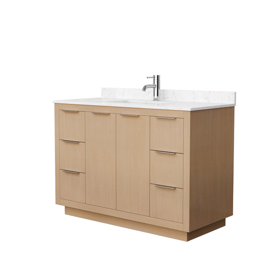 Maroni 48" Single Vanity in Light Straw, Carrara Marble Top, Square Sink
