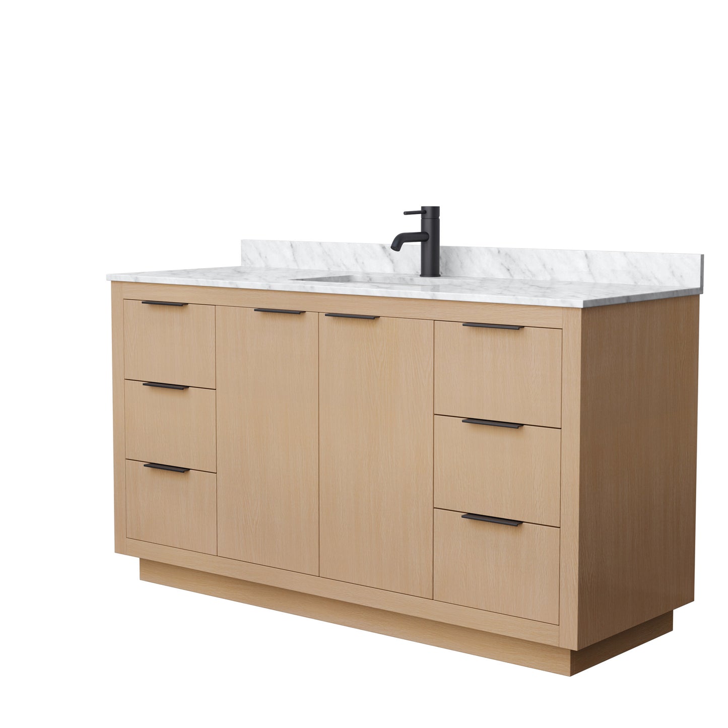Maroni 60" Single Vanity in Light Straw, Top, Square Sink, Matte Black Trim