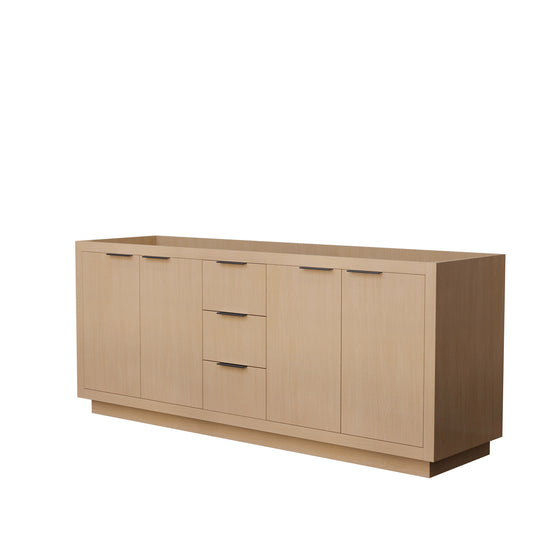 Maroni 80" Double Vanity in Light Straw, No Top, No Sink, Matte Black Trim