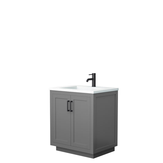 Miranda 30" Single Vanity in Dark Gray, 1.25" White Top, Integrated Black Trim