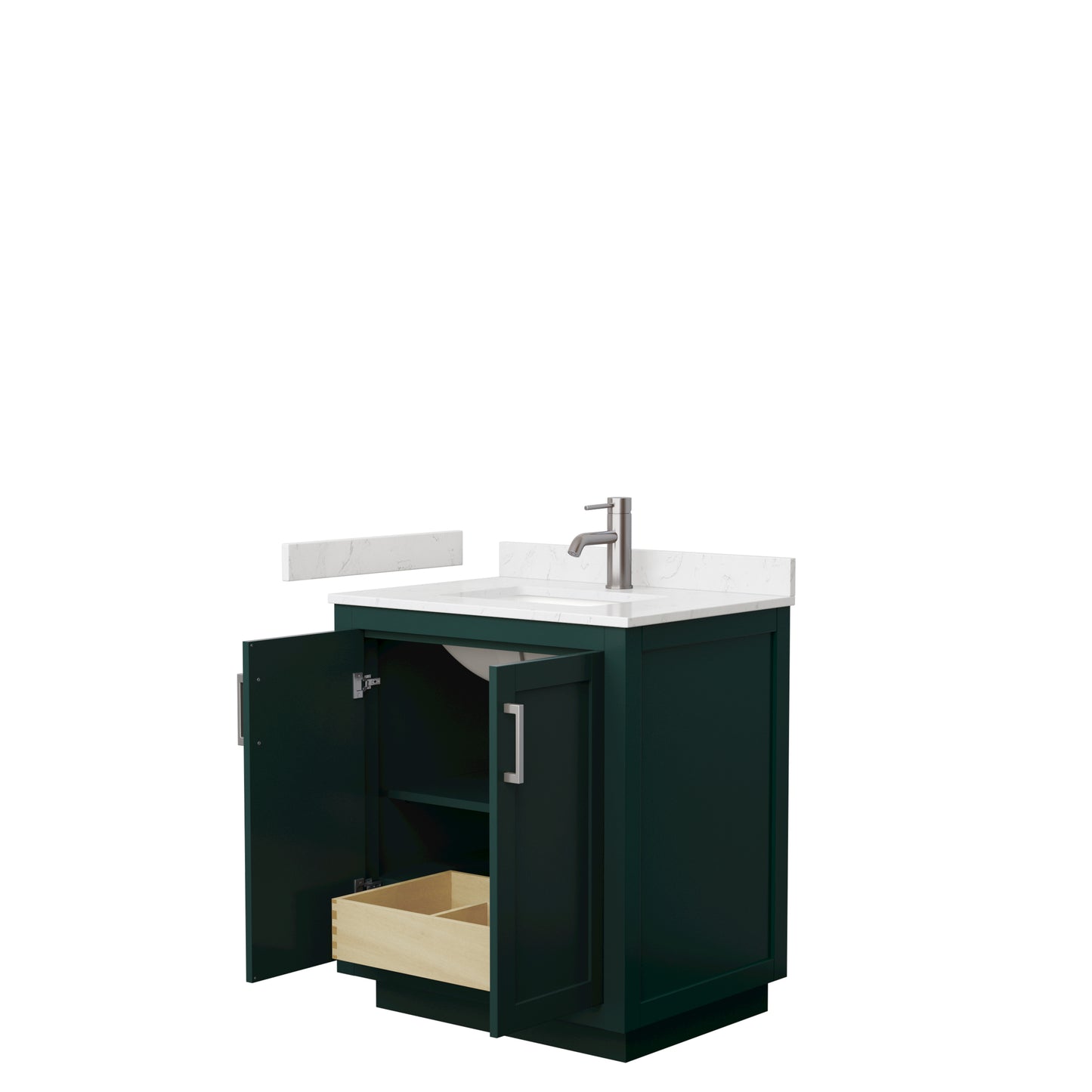 Miranda 30" Single Vanity in Green, Carrara Cultured Marble Top, Nickel Trim