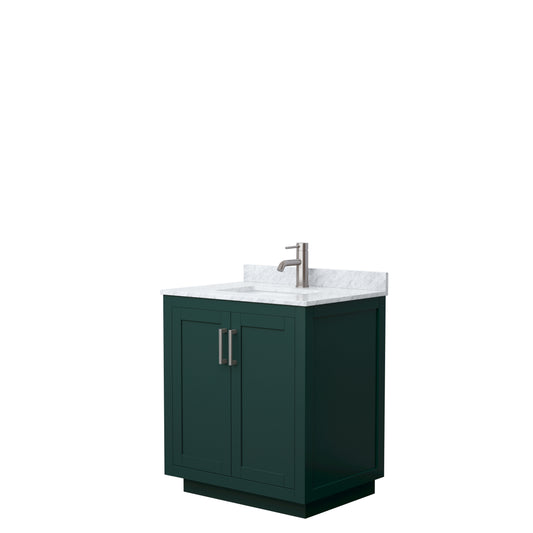 Miranda 30" Single Vanity in Green, Top, Square Sink, Brushed Nickel Trim