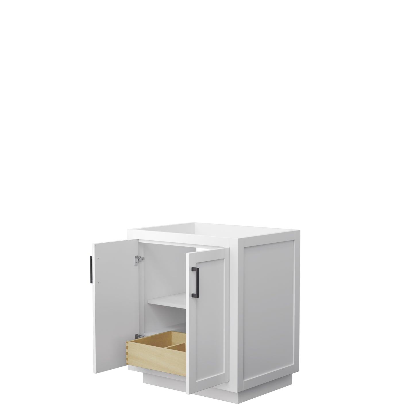 Miranda 30" Single Vanity in White, No Top, No Sink, Matte Black Trim
