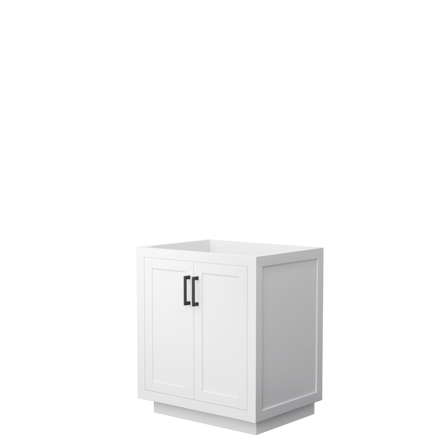 Miranda 30" Single Vanity in White, No Top, No Sink, Matte Black Trim
