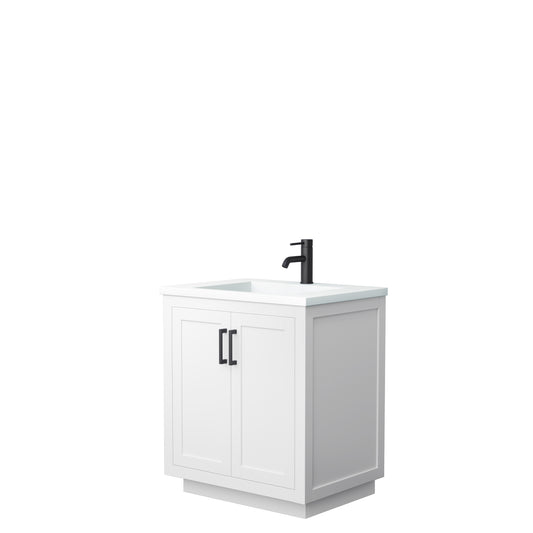 Miranda 30" Single Vanity in White, 1.25" White Top, Integrated Matte Black Trim