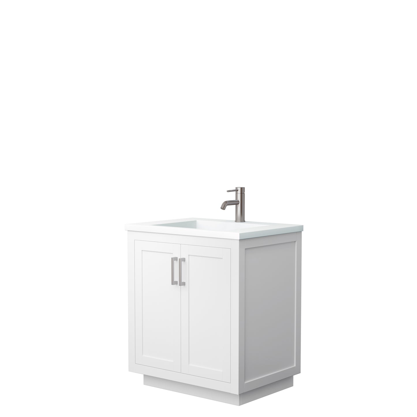 Miranda 30" Single Vanity in White, 1.25" White Top, Integrated Nickel Trim