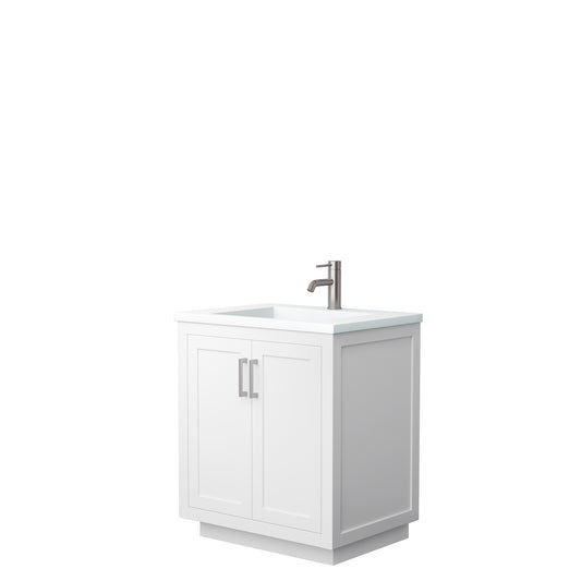 Miranda 30" Single Vanity in White, 1.25" White Top, Integrated Nickel Trim