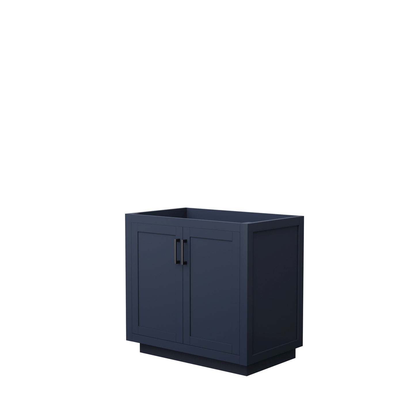 Miranda 36" Single Vanity in Dark Blue, No Top, No Sink, Matte Black Trim