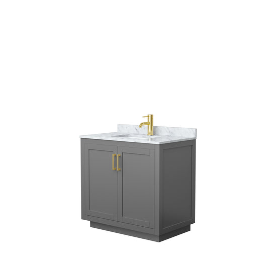 Miranda 36" Single Vanity in Dark Gray, Top, Square Sink, Brushed Gold Trim