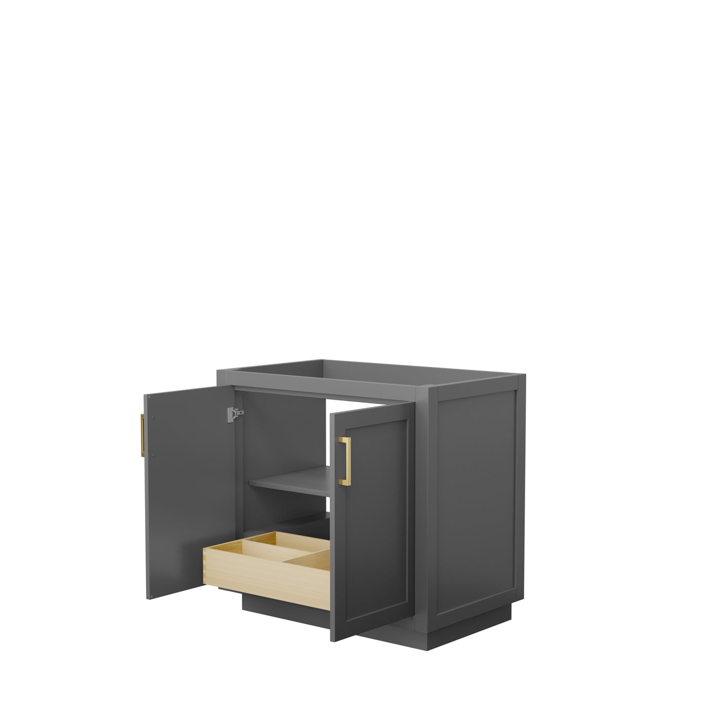 Miranda 36" Single Vanity in Dark Gray, No Top, No Sink, Brushed Gold Trim