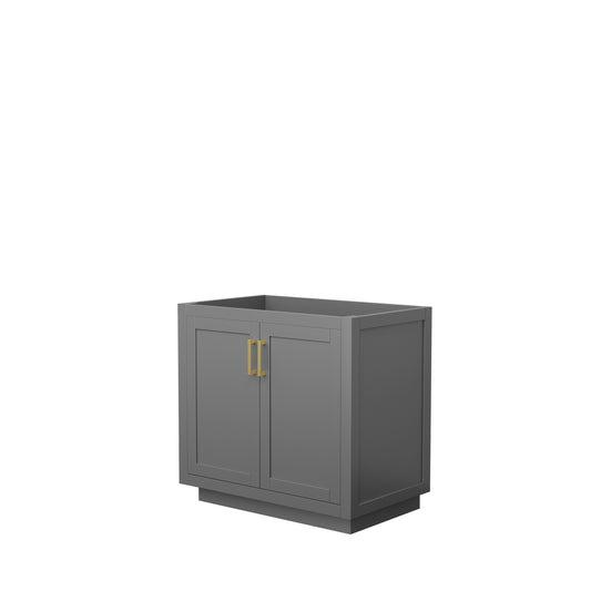 Miranda 36" Single Vanity in Dark Gray, No Top, No Sink, Brushed Gold Trim