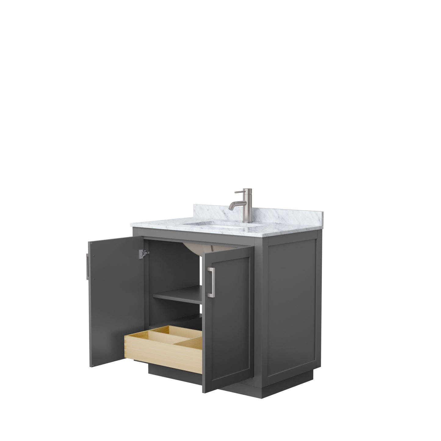 Miranda 36" Single Vanity in Dark Gray, Top, Square Sink, Brushed Nickel Trim