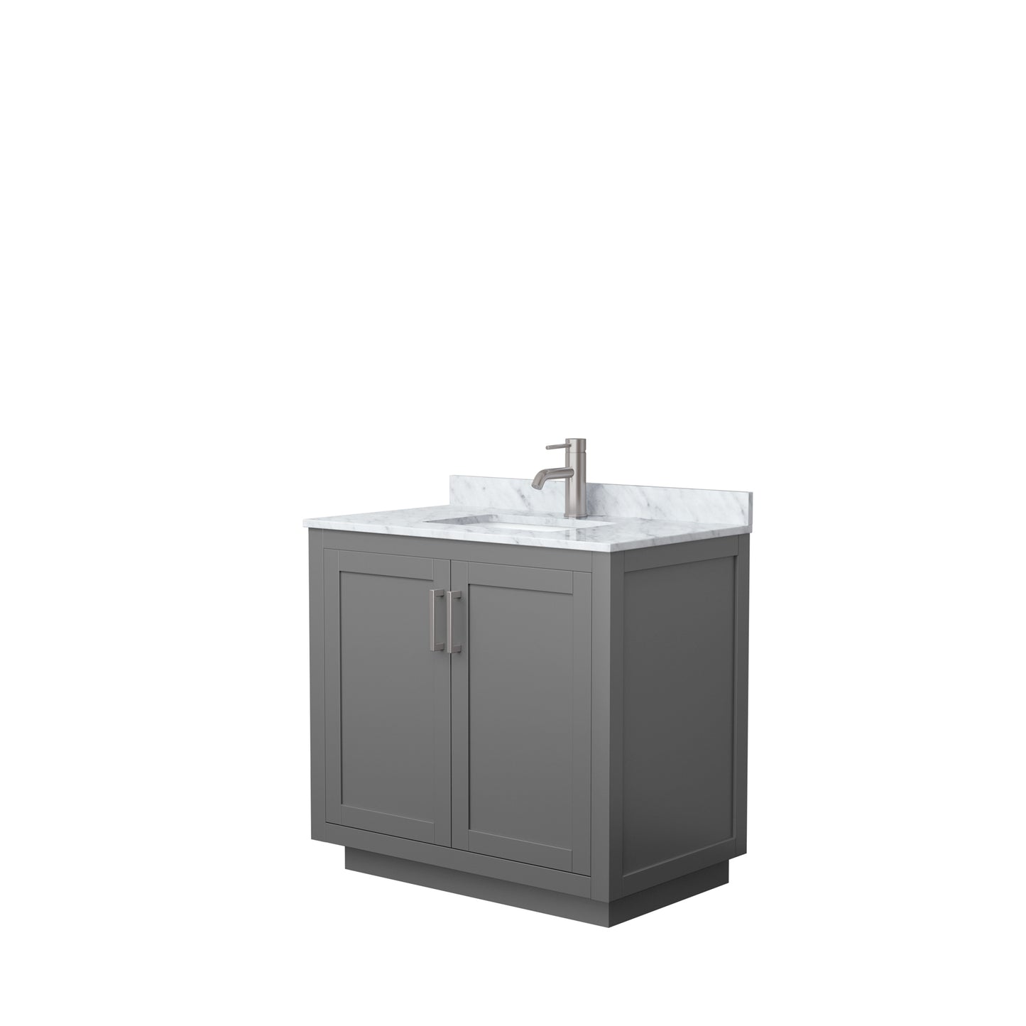 Miranda 36" Single Vanity in Dark Gray, Top, Square Sink, Brushed Nickel Trim