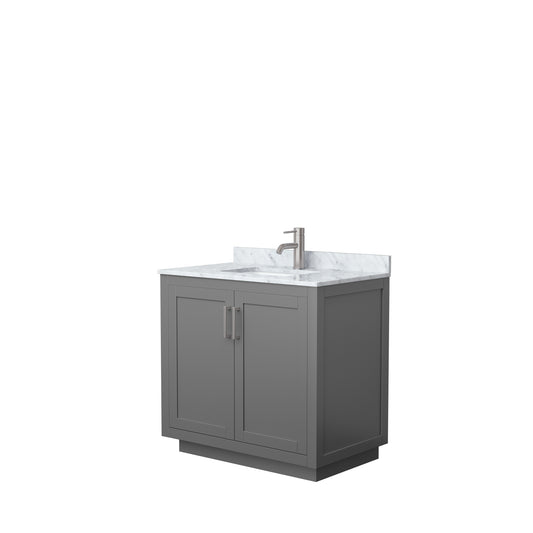 Miranda 36" Single Vanity in Dark Gray, Top, Square Sink, Brushed Nickel Trim