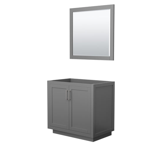 Miranda 36" Single Vanity in Dark Gray, No Top, Bruished Nickel Trim, 34" Mirror