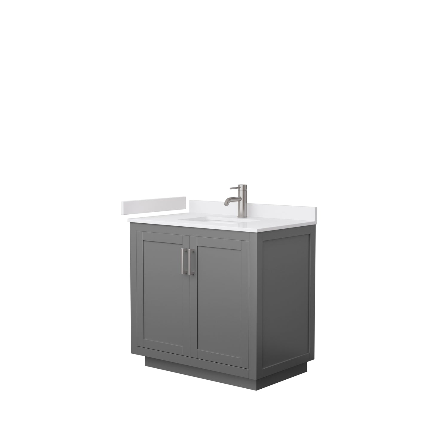 Miranda 36" Single Vanity in Dark Gray, White Cultured Marble Top, Nickel Trim