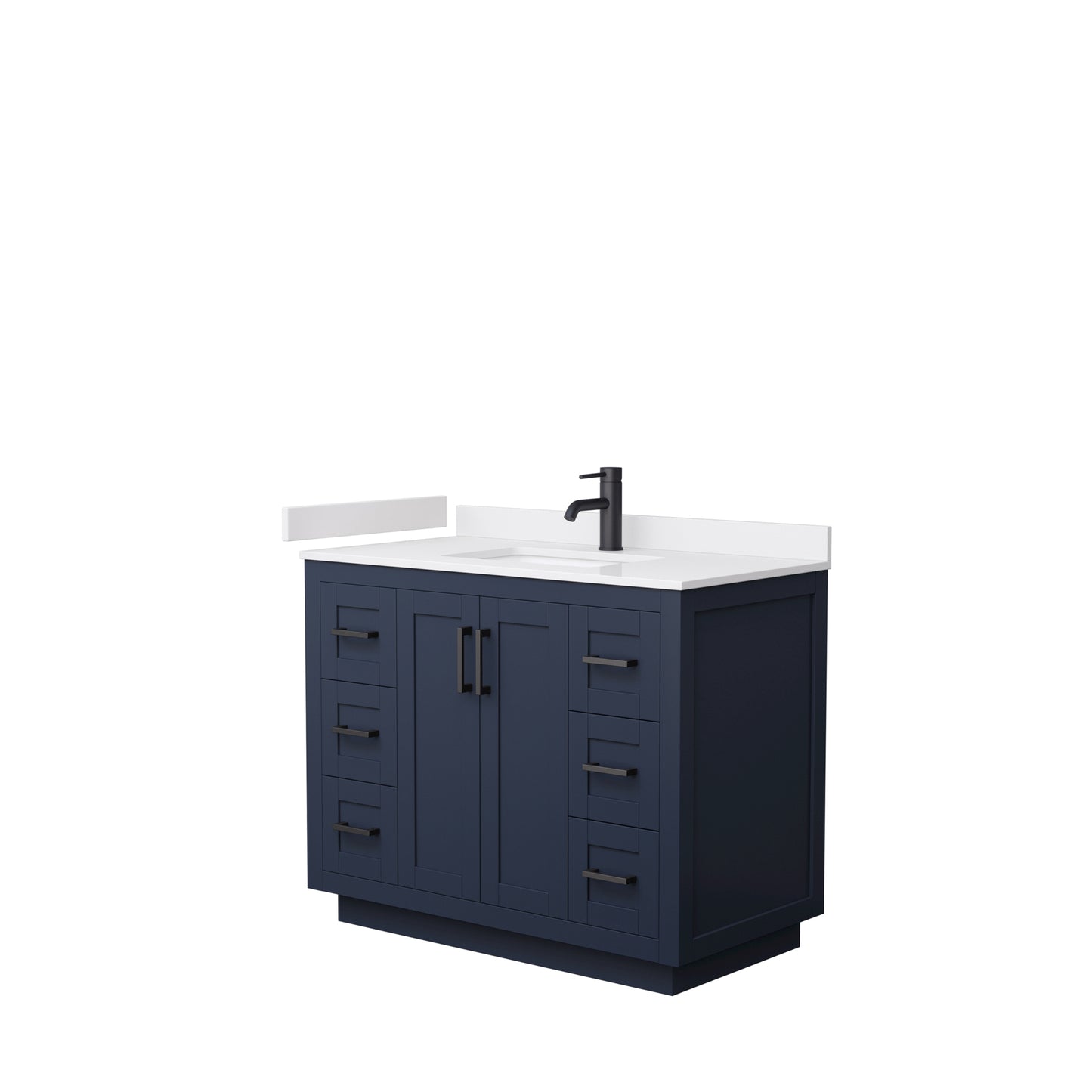 Miranda 42" Single Vanity in Dark Blue, White Cultured Marble Top, Black Trim