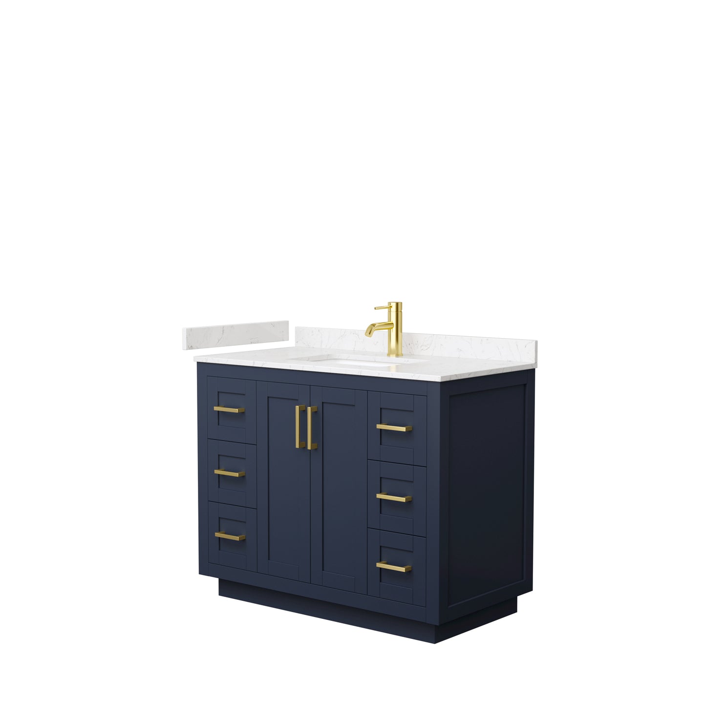 Miranda 42" Single Vanity in Dark Blue, Carrara Cultured Marble Top, Gold Trim