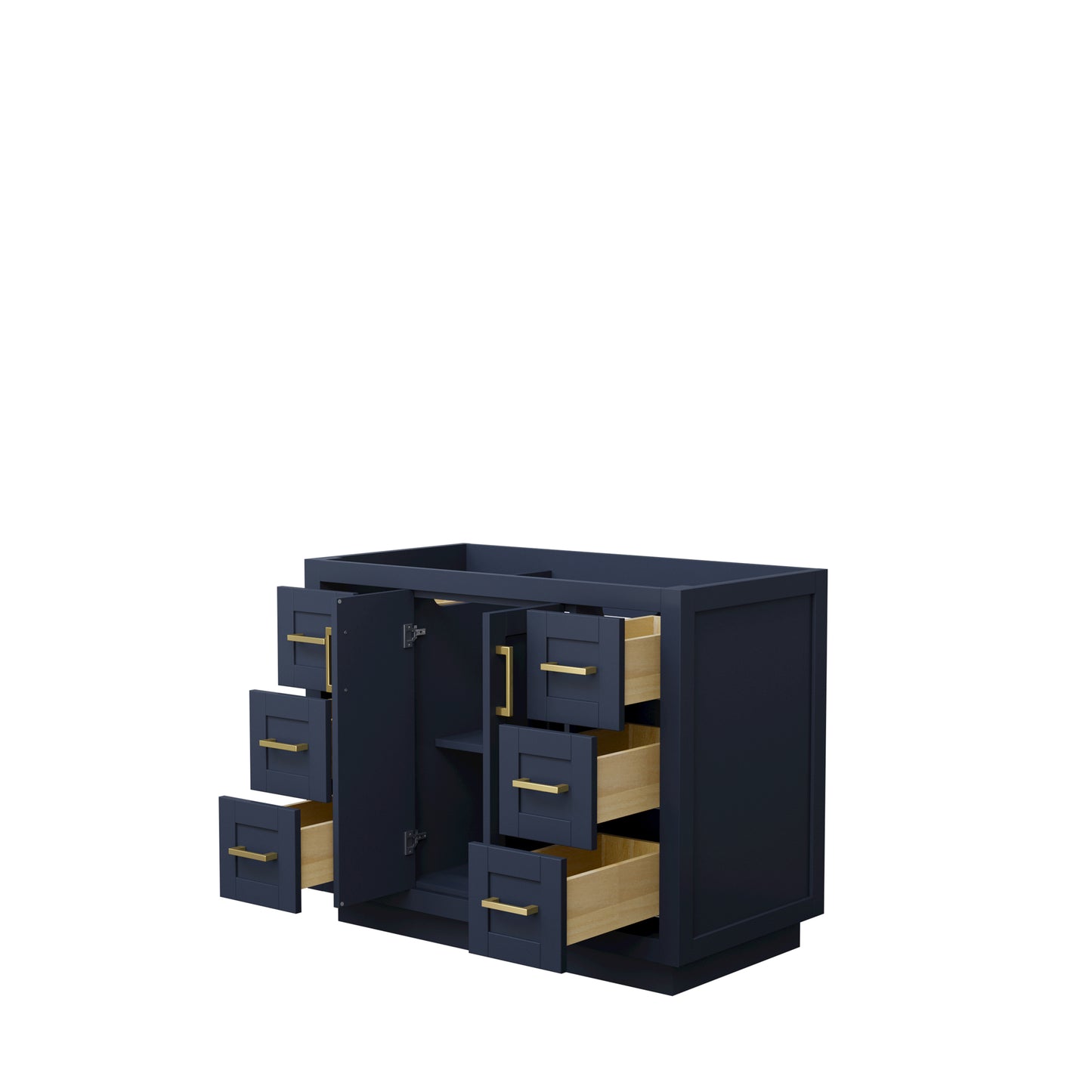 Miranda 42" Single Vanity in Dark Blue, No Top, No Sink, Brushed Gold Trim