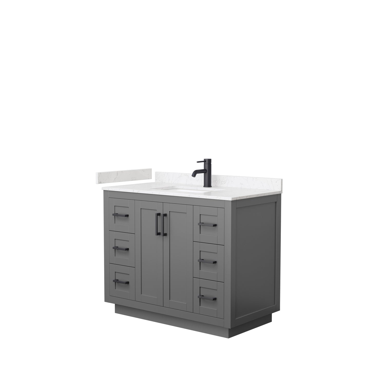 Miranda 42" Single Vanity in Dark Gray, Carrara Cultured Marble Top, Black Trim