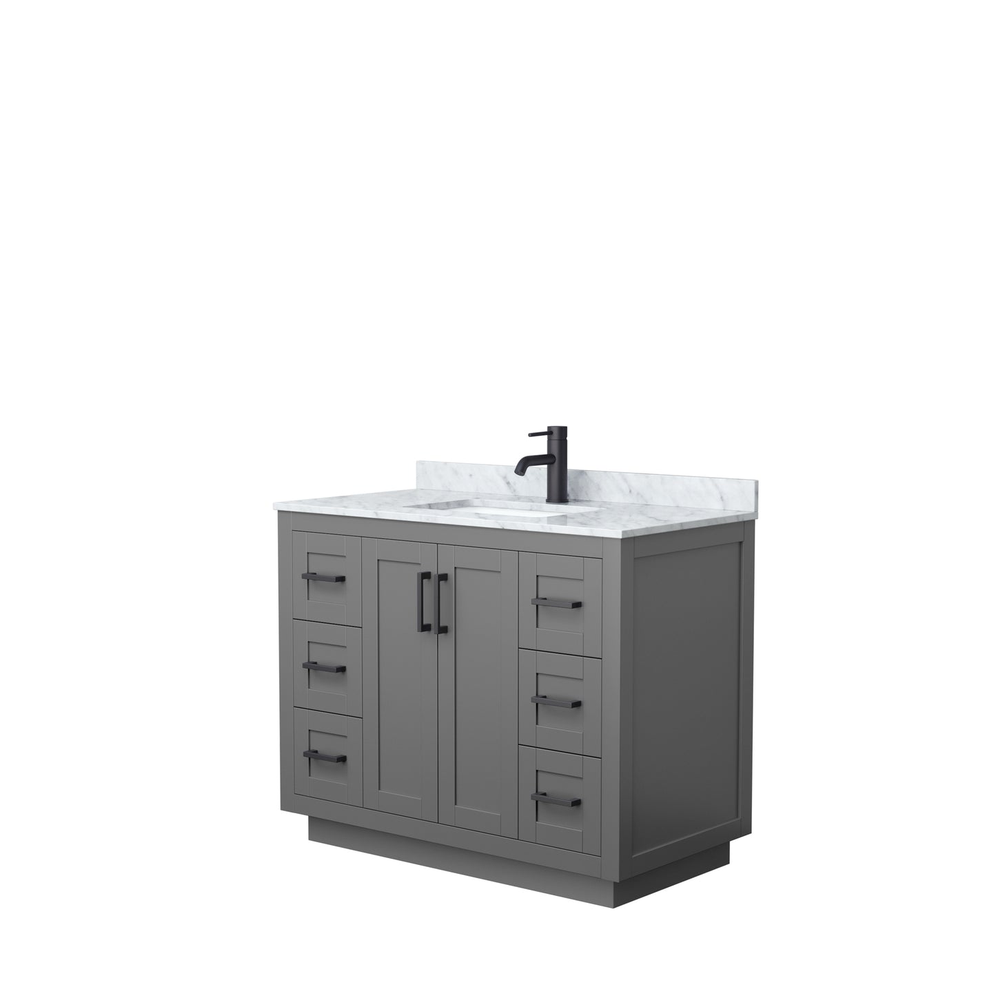 Miranda 42" Single Vanity in Dark Gray, Top, Square Sink, Matte Black Trim