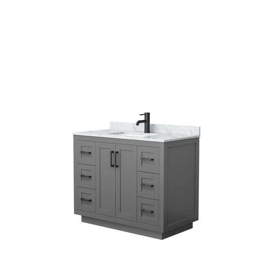 Miranda 42" Single Vanity in Dark Gray, Top, Square Sink, Matte Black Trim