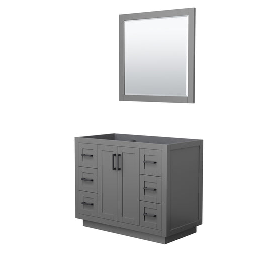 Miranda 42" Single Vanity in Dark Gray, No Top, Matte Black Trim, 34" Mirror