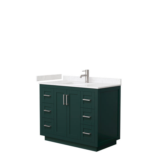 Miranda 42" Single Vanity in Green, Carrara Cultured Marble Top, Nickel Trim