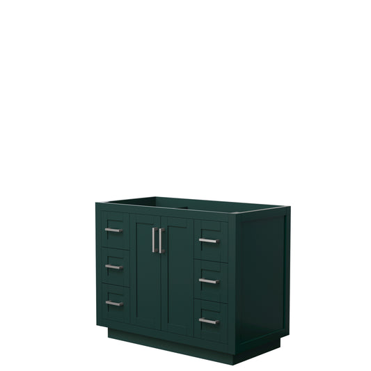 Miranda 42" Single Vanity in Green, No Top, No Sink, Brushed Nickel Trim