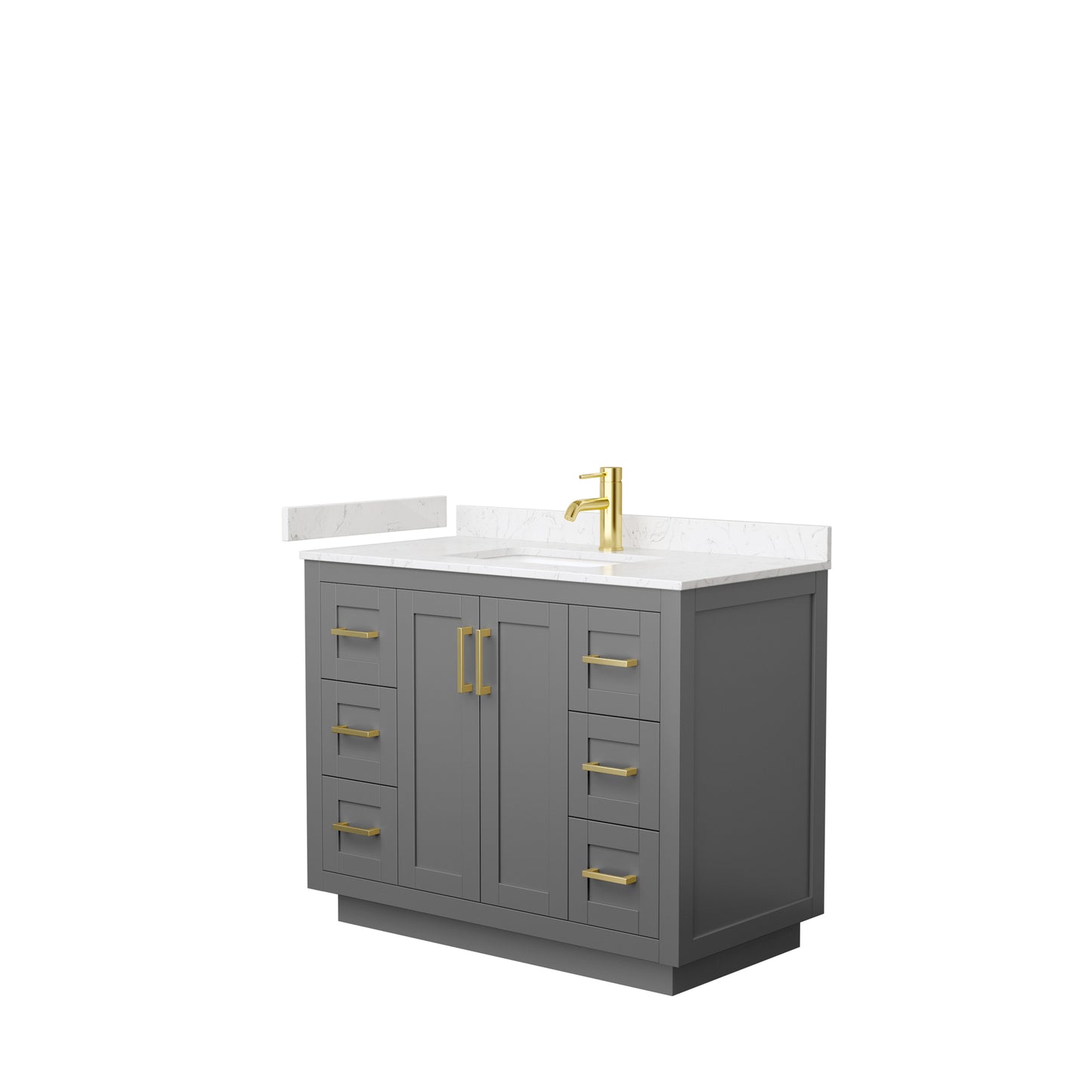 Miranda 42" Single Vanity in Dark Gray, Carrara Cultured Marble Top, Gold Trim