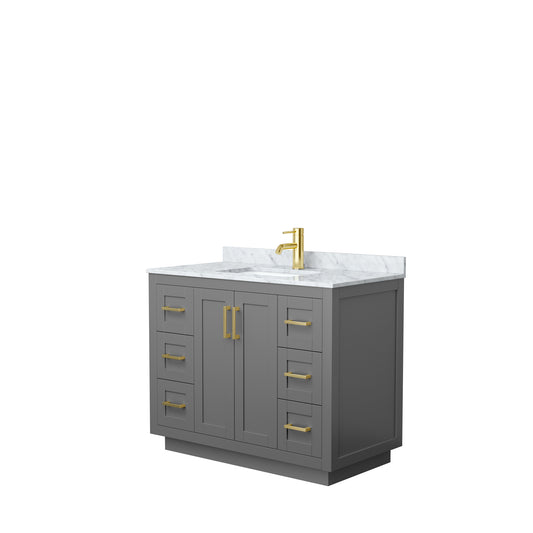 Miranda 42" Single Vanity in Dark Gray, Top, Square Sink, Brushed Gold Trim