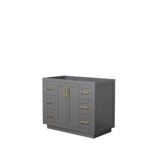Miranda 42" Single Vanity in Dark Gray, No Top, No Sink, Brushed Gold Trim