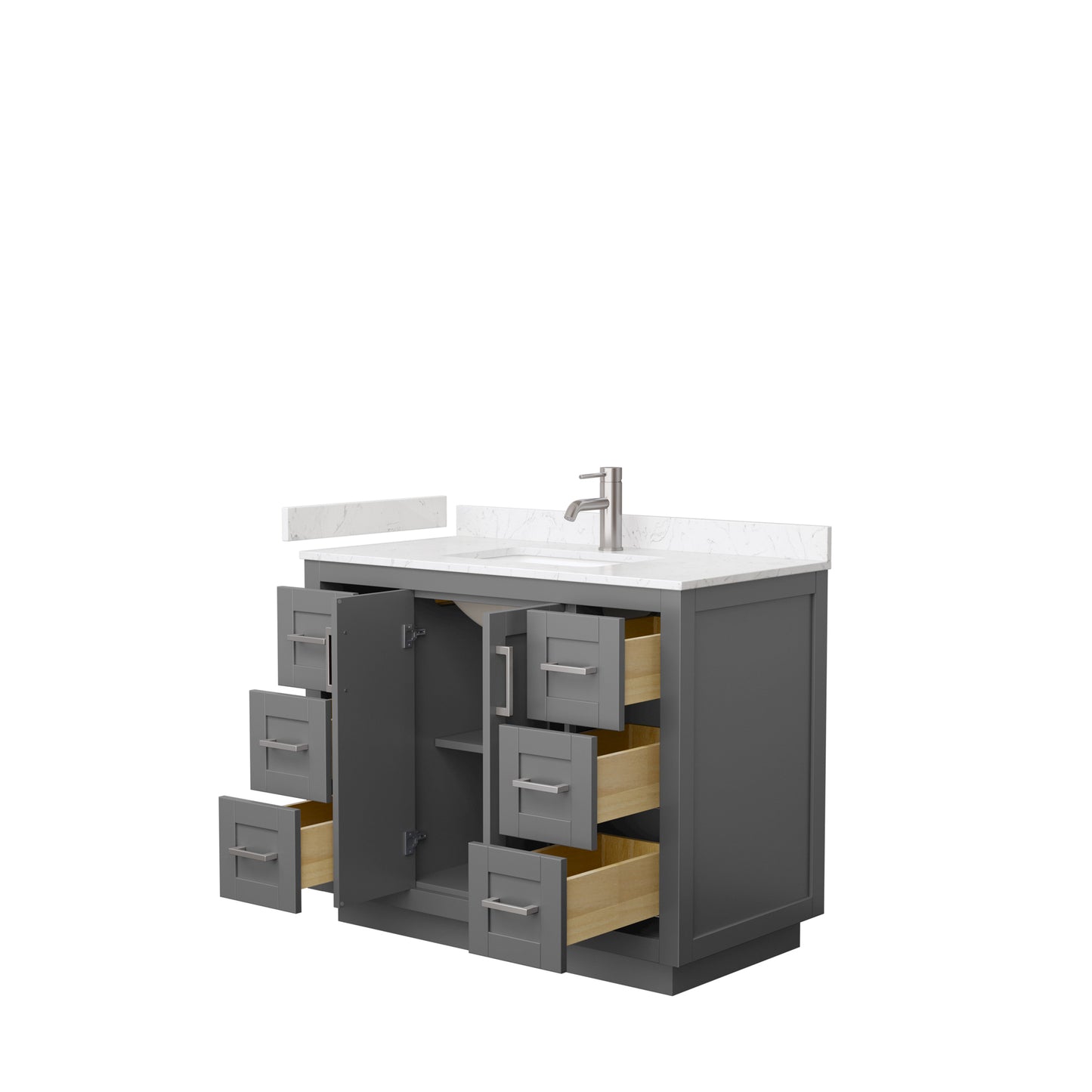 Miranda 42" Single Vanity in Dark Gray, Carrara Cultured Marble Top, Nickel Trim