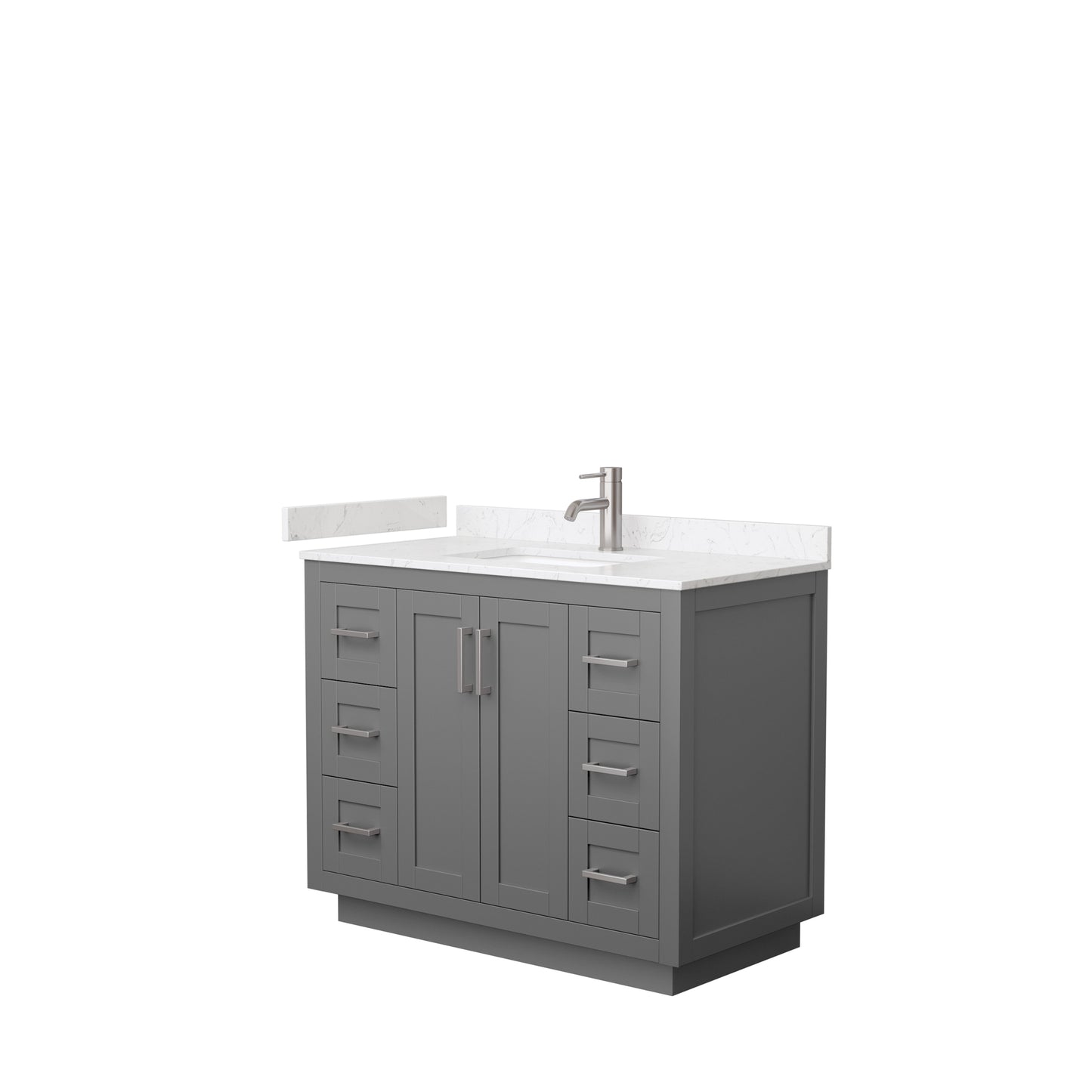 Miranda 42" Single Vanity in Dark Gray, Carrara Cultured Marble Top, Nickel Trim