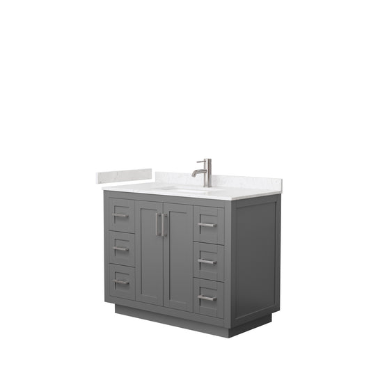 Miranda 42" Single Vanity in Dark Gray, Carrara Cultured Marble Top, Nickel Trim