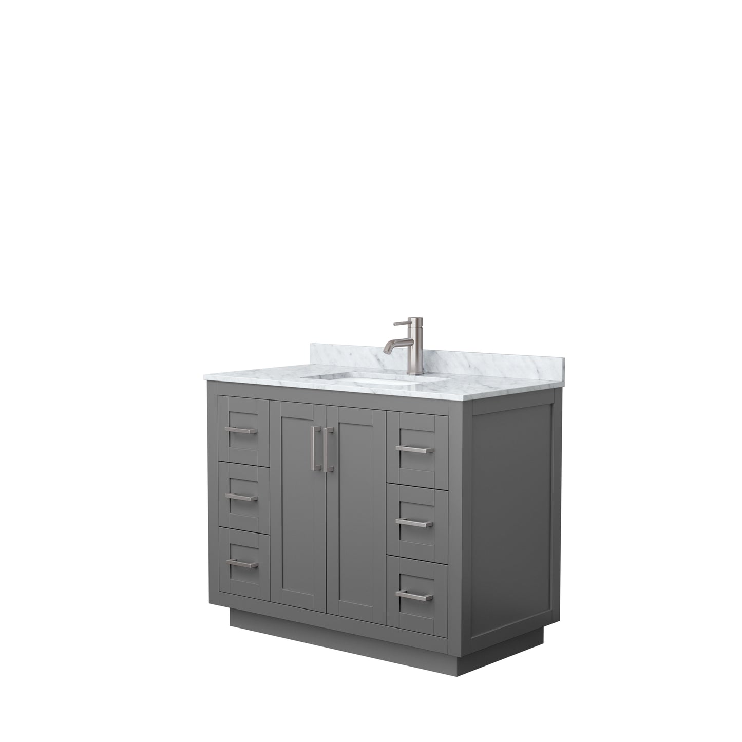 Miranda 42" Single Vanity in Dark Gray, Top, Square Sink, Brushed Nickel Trim
