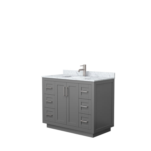 Miranda 42" Single Vanity in Dark Gray, Top, Square Sink, Brushed Nickel Trim