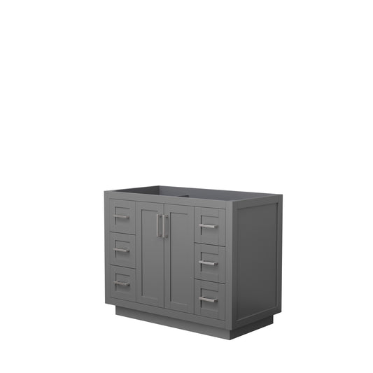 Miranda 42" Single Vanity in Dark Gray, No Top, No Sink, Brushed Nickel Trim
