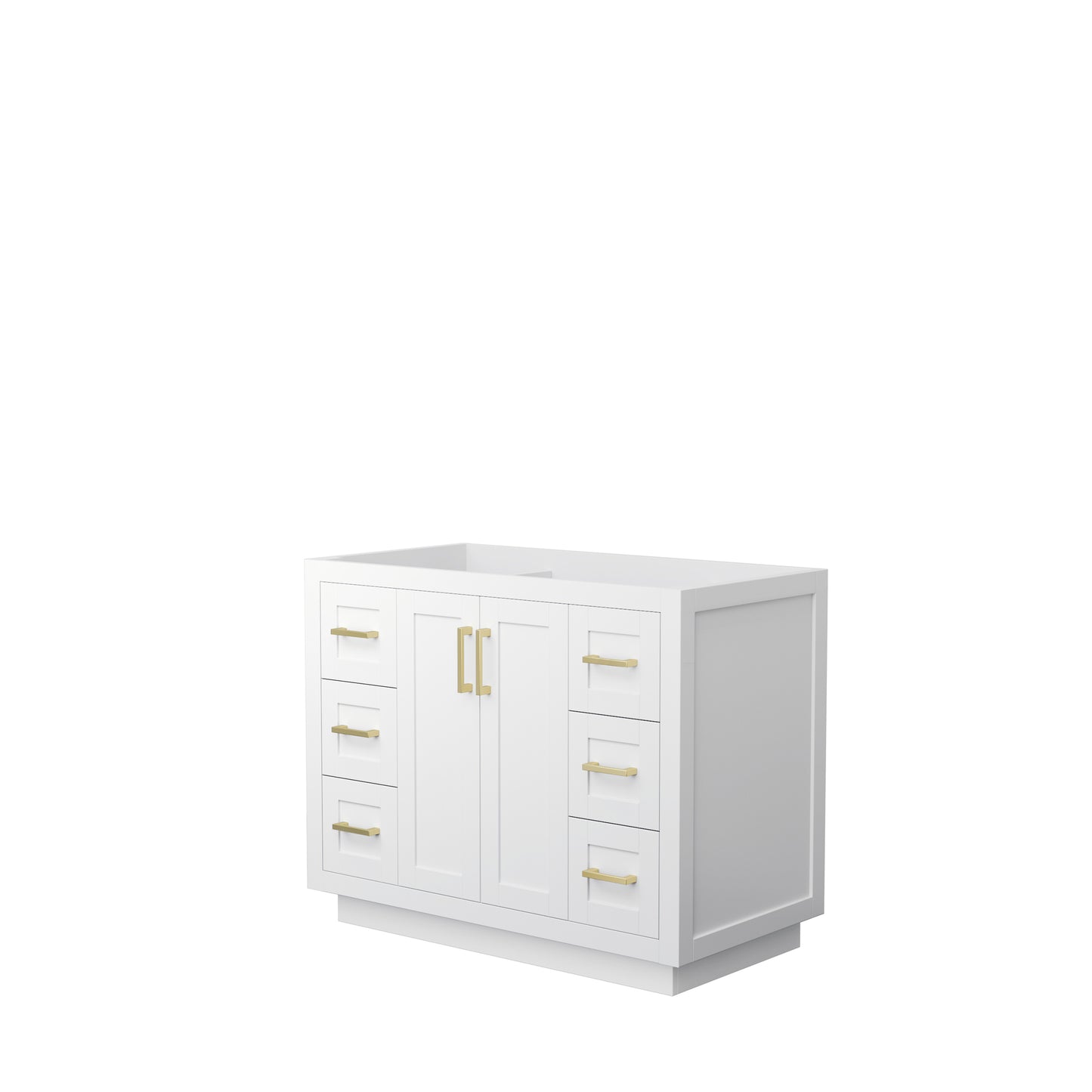 Miranda 42" Single Vanity in White, No Top, No Sink, Brushed Gold Trim