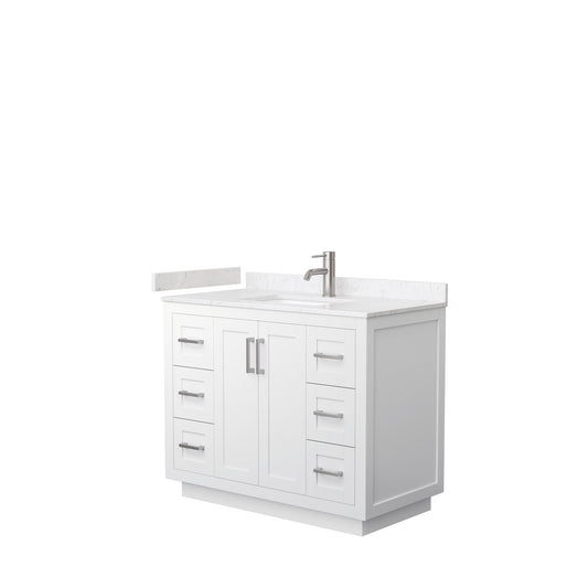 Miranda 42" Single Vanity in White, Carrara Cultured Marble Top, Nickel Trim