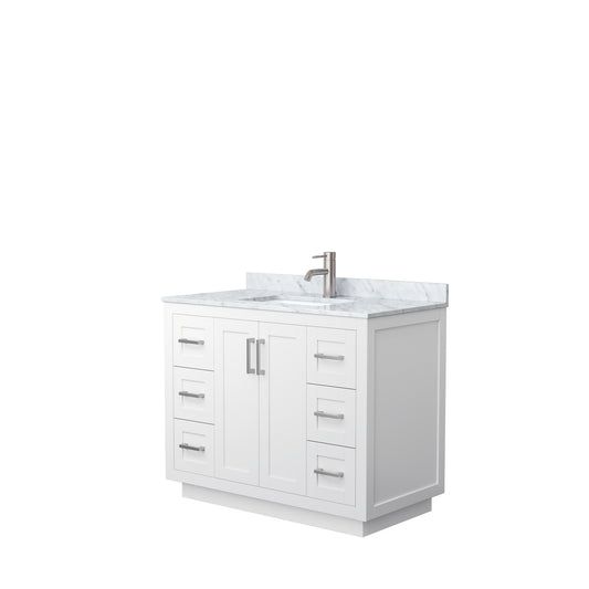 Miranda 42" Single Vanity in White, Top, Square Sink, Brushed Nickel Trim