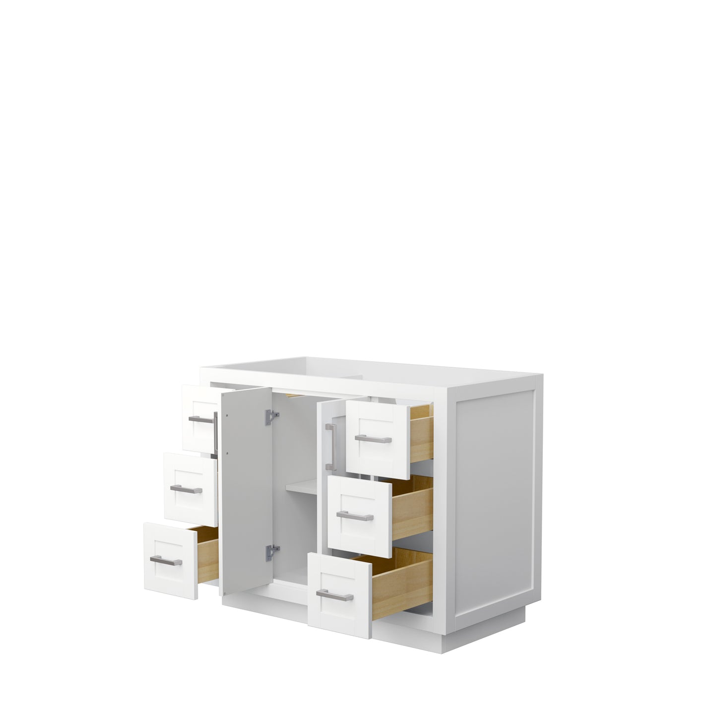 Miranda 42" Single Vanity in White, No Top, No Sink, Brushed Nickel Trim