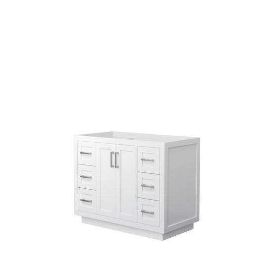 Miranda 42" Single Vanity in White, No Top, No Sink, Brushed Nickel Trim
